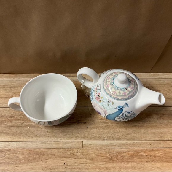 Kitchen New Delton Tea For One Set Cup Teapot Peacock Porcelain Gift Box Stacked Floral Poshmark